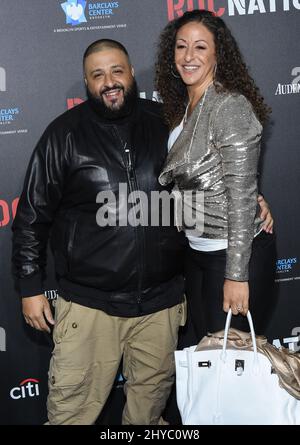 DJ Khaled and Nicole Tuck attending the Roc Nation Hosts Pre-Grammy Brunch in Los Angeles Stock Photo