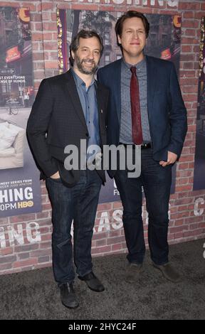 Judd Apatow and Pete Holmes attends 'Crashing' Los Angeles Premiere held at Avalon Stock Photo