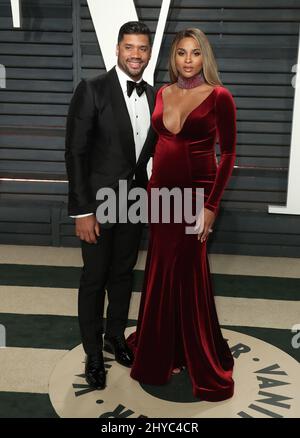 Russell Wilson, Ciara at 2017 Vanity Fair Oscar Party hosted by Graydon Carter at the Wallis Annenberg Center for the Performing Arts Stock Photo