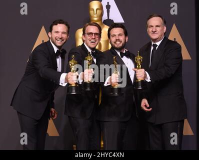 Robert Legato, Adam Valdez, Andrew R. Jones and Dan Lemmon in the press room at the 89th Academy Awards held at the Dolby Theatre in Hollywood, Los Angeles, USA. Stock Photo