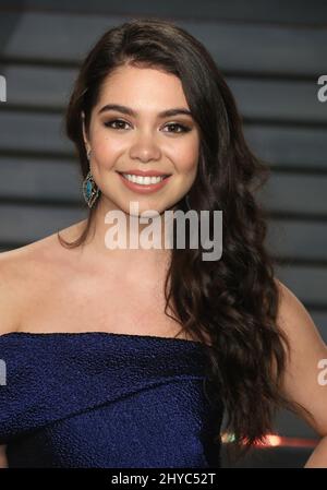 Auli'i Cravalho arriving at the Vanity Fair Oscar Party in Beverly
