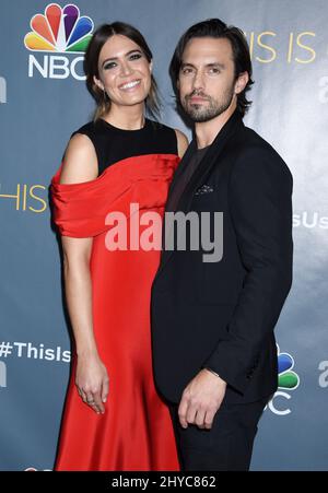 Mandy Moore and Milo Ventimiglia attending the 'This Is Us' Finale Screening held at the Directors Guild of America Theatre in Los Angeles, USA Stock Photo