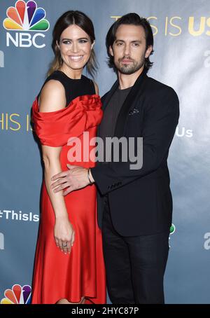 Mandy Moore and Milo Ventimiglia attending the 'This Is Us' Finale Screening held at the Directors Guild of America Theatre in Los Angeles, USA Stock Photo