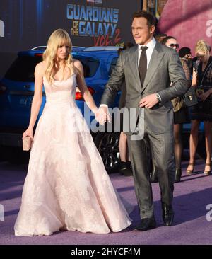 Chris Pratt and Anna Faris attending the world premiere of Guardians of the Galaxy Vol. 2 in Los Angeles Stock Photo