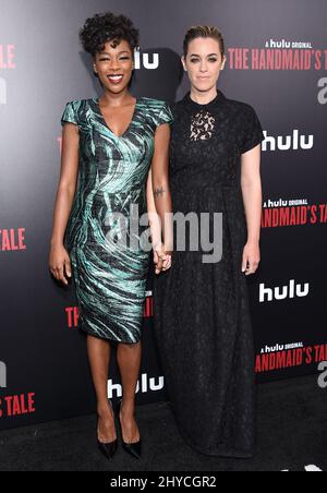 Samira Wiley and Lauren Morelli arriving for Hulu's 'The Handmaid's Tale' premiere held at the Cinerama Dome Hollywood, Los Angeles, 25 April 2017 Stock Photo