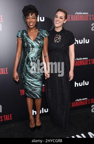 Samira Wiley and Lauren Morelli arriving for Hulu's 'The Handmaid's Tale' premiere held at the Cinerama Dome Hollywood, Los Angeles, 25 April 2017 Stock Photo