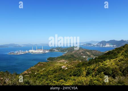 A view of Lamma island from the top of Mount Stenhouse. Stock Photo