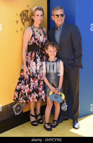 Kristen Wiig, Steve Carell and Nev Scharrel attending the premiere of Despicable Me 2 in Los Angeles, California Stock Photo