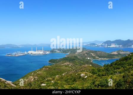 A view of Lamma island from the top of Mount Stenhouse. Stock Photo