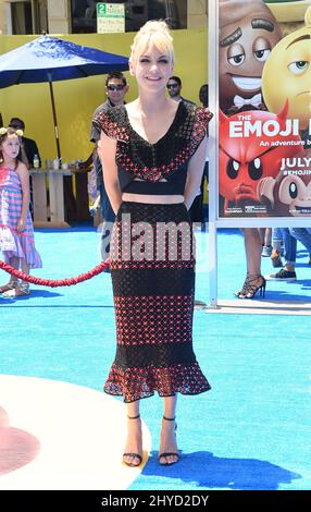 Anna Faris attending The Emoji Movie World Premiere held at the Regency Village Theatre Stock Photo