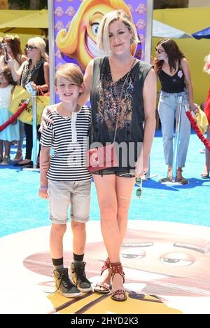 Kathleen Robertson and William Robert Cowles attending The Emoji Movie World Premiere held at the Regency Village Theatre Stock Photo