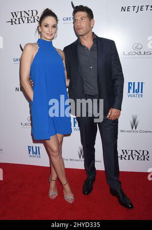 Sarah Wayne Callies and Jon Bernthal attends the 'Wind River' Los Angeles Premiere held at the Theatre at ACE Hotel Stock Photo