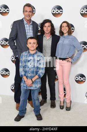 Neil Flynn, Charlie McDermott, Eden Sher and Atticus Shaffer arriving for the Disney ABC TCA Summer Press Tour held at the Beverly Hilton Hotel, Beverly Hills, Los Angeles Stock Photo