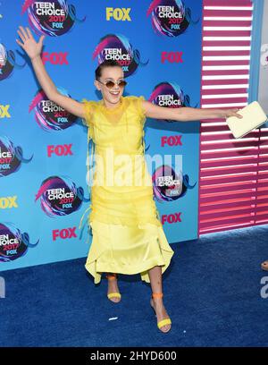 Millie Bobby Brown arrives at the Teen Choice Awards at the Galen ...