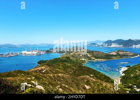 A view of Lamma island from the top of Mount Stenhouse. Stock Photo