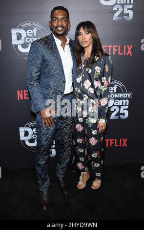 Bill Bellamy and Karen Bellamy attending Netflix presents Russell Simmons' 'Def Comedy Jam 25' special event held at the Beverly Hilton Hotel, Los Angeles Stock Photo