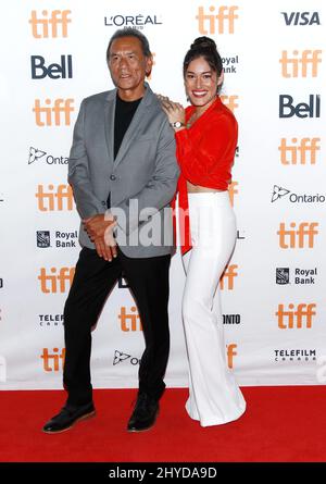 Wes Studi and Q'orianka Kilcher attending the premiere of Hostiles, as