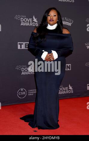 Tasha Cobbs Leonard attending at the 48th Annual GMA Dove Awards held at the Lipscomb University's Allen Arena in Los Angeles, USA Stock Photo