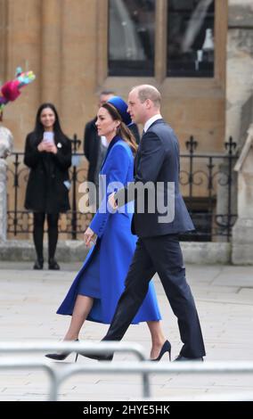London, UK, 14th March 2022. The Duke and Duchess of Cambridge William and Kate arrive for the Commonwealth Day Service. Credit: Uwe Deffner / Alamy Live News Stock Photo