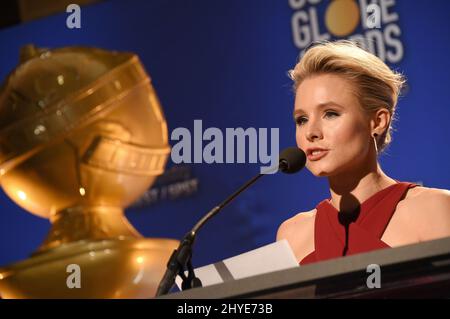 Kristen Bell at the 75th Annual Golden Globe Award nominations held at the Beverly Hilton Hotel on December 11, 2017 in Beverly Hills, CA Stock Photo