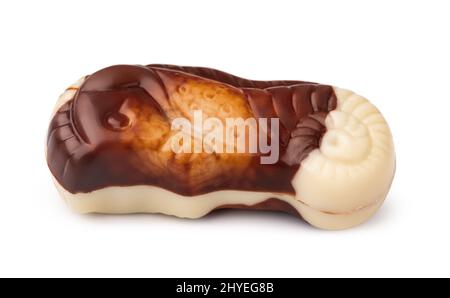 Chocolate sweets shaped as seashells isolated on white background Stock Photo