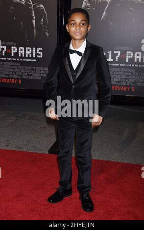 Paul-Mikel Williams at 'The 15:17 To Paris' World Premiere held at the Warner Bros. Studio SJR Theater on February 5, 2018 in Burbank, CA. Stock Photo