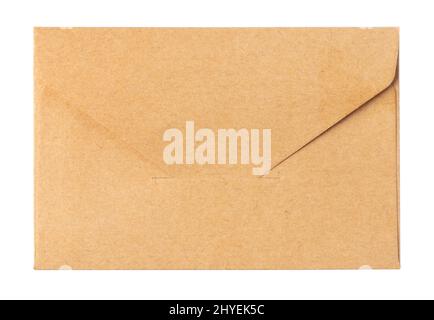 Recycled craft paper envelope isolated white background Stock Photo