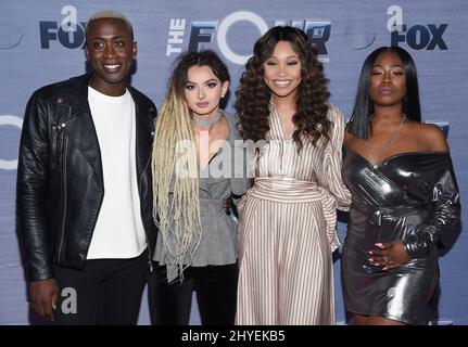 Vincent Cannady, Zhavia, Evvie McKinney and Candice Boyd at the 'The Four' Season Finale event at Delilah on February 8, 2018 in West Hollywood, CA Stock Photo