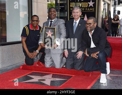 Martin Lawrence, Tracy Morgan, Leron Gubler and Jordan Peele attending the Tracy Morgan Star on the Hollywood Walk of Fame unveiling Stock Photo