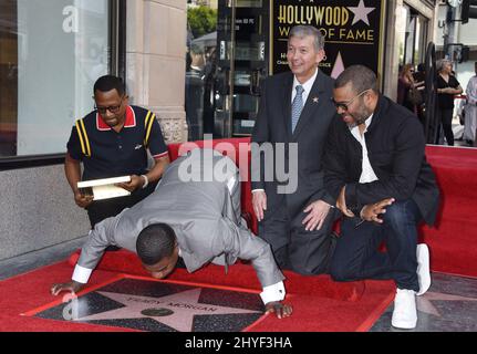 Martin Lawrence, Tracy Morgan, Leron Gubler and Jordan Peele attending the Tracy Morgan Star on the Hollywood Walk of Fame unveiling Stock Photo