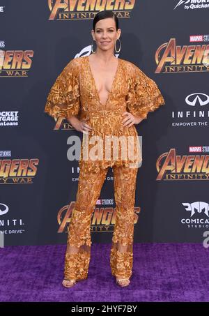 Evangeline Lilly attending the world premiere of Avengers: Infinity War, held at the El Capitan Theatre in Hollywood, California Stock Photo