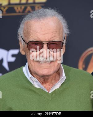 Stan Lee attending the world premiere of Avengers: Infinity War, held at the El Capitan Theatre in Hollywood, California Stock Photo
