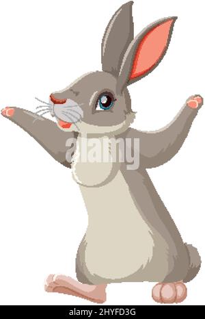 Gray bunny standing alone illustration Stock Vector