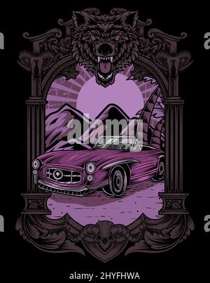illustration vintage car retro style Stock Vector