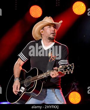 Jason Aldean performing at the 2018 CMA Fest held at Nissan Stadium on June 7, 2018 in Nashville, Tennessee Stock Photo