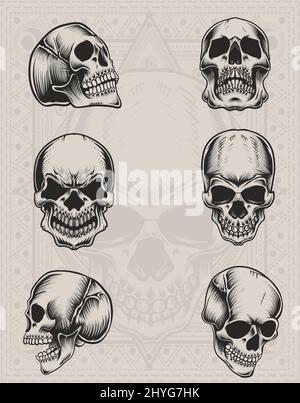 Zombie head or face ink sketch. Walking dead hand drawing vector ...