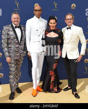 Ross Matthews, RuPaul and Michelle Visage pose by a cake celebrating ...