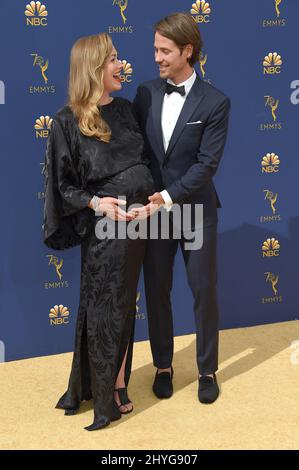 Yvonne Strahovski and Tim Loden at the 70th Primetime Emmy Awards held at Microsoft Theatre L.A. Live on September 17, 2018 in Los Angeles, USA Stock Photo