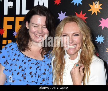 Kate Crowther and Toni Collette attending the premiere of Netflix's Wanderlust, during the LA Film Festival held at the Wallis Annenberg Center for the Performing Arts in Beverly Hills, California Stock Photo