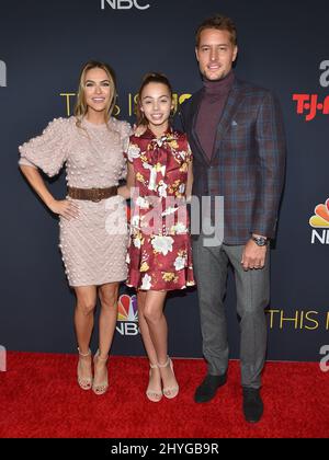 Chrishell Stause, Isabella Justice Hartley and Justin Hartley attending