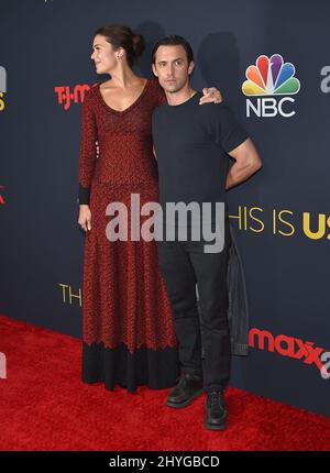 Mandy Moore and Milo Ventimiglia attending the season three premiere pf This Is Us, held at Paramount Studios in Hollywood, California Stock Photo