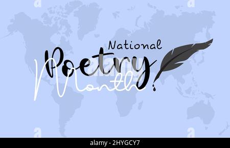 National Poetry Month. Literature greeting template for banner, card, poster, background. Stock Vector