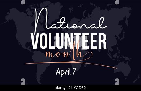 National Volunteer Month. Volunteers communities template for banner, card, poster, background. Stock Vector