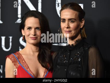 Sarah Paulson and Elizabeth Reaser attending the season one premiere of Netflix's The Haunting of Hill House, held at the ArcLight Cinemas in Hollywood, California. Stock Photo