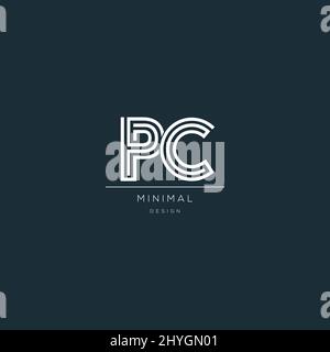 Minimal PC initial based icon logo Stock Vector
