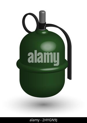 Isometric Combat offensive hand grenade with ring. Explosive objects, soldier weapon. Realistic 3d vector isolated on white background Stock Vector