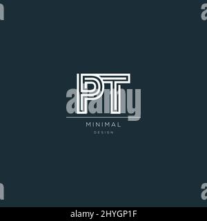 Minimal PT initial based icon logo Stock Vector