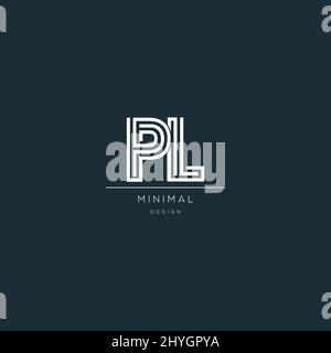Minimal PL initial based icon logo Stock Vector