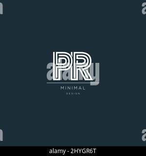 Minimal PR initial based icon logo Stock Vector