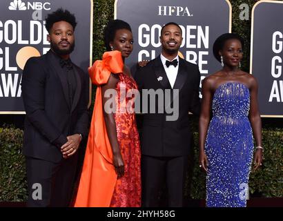 Ryan Coogler, Danai Gurira, Michael B. Jordan and Lupita Nyong'o at the 76th Annual Golden Globe Awards held at the Beverly Hilton Hotel on January 6, 2019 in Beverly Hills, CA. Stock Photo